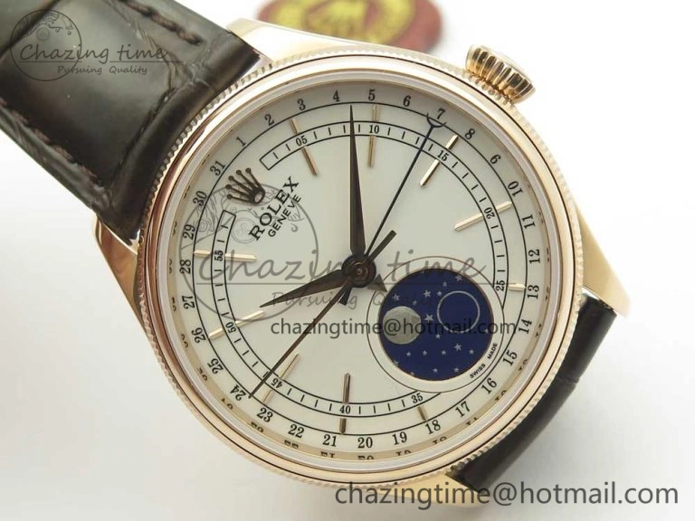 Cellini 50535 Moon RG RXW Best Edition White Dial on Brown Leather Strap A2824