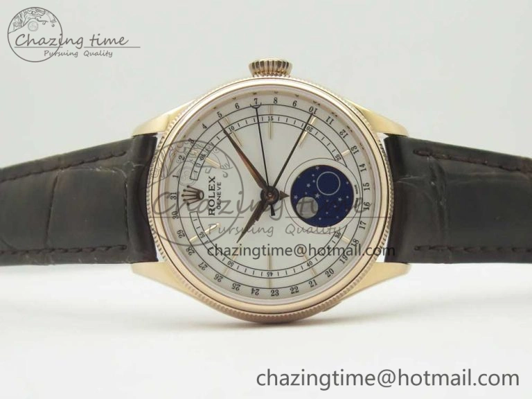 Cellini 50535 Moon RG RXW Best Edition White Dial on Brown Leather Strap A2824