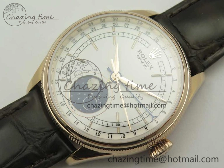 Cellini 50535 Moon RG RXW Best Edition White Dial on Brown Leather Strap A2824