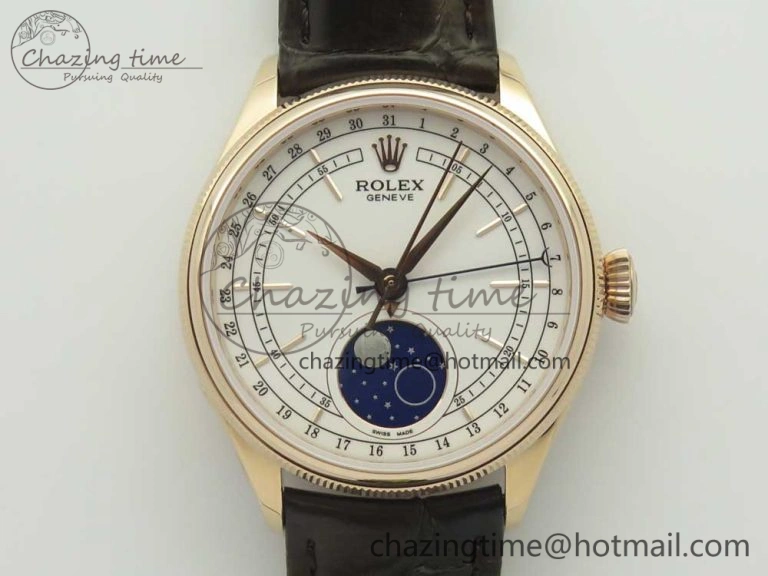 Cellini 50535 Moon RG RXW Best Edition White Dial on Brown Leather Strap A2824