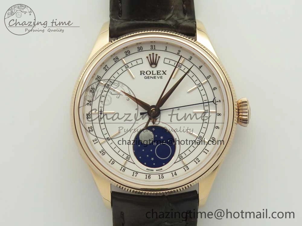 Cellini 50535 Moon RG RXW Best Edition White Dial on Brown Leather Strap A2824