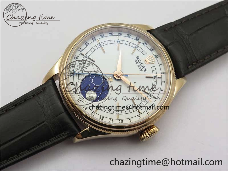 Cellini 50535 Moonphase RG GMF Best Edition White Dial on Brown Leather Strap A3195