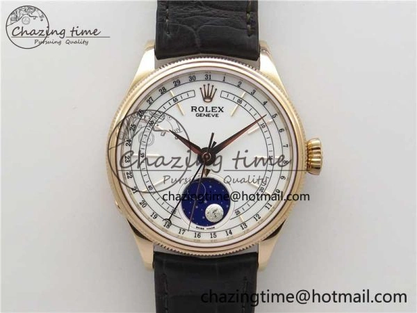 Cellini 50535 Moonphase RG GMF Best Edition White Dial on Brown Leather Strap A3195