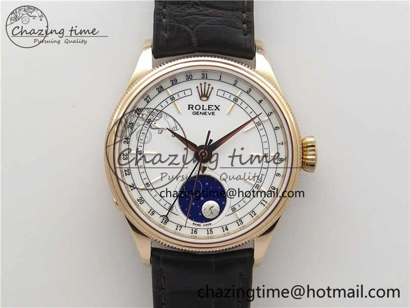 Cellini 50535 Moonphase RG GMF Best Edition White Dial on Brown Leather Strap A3195