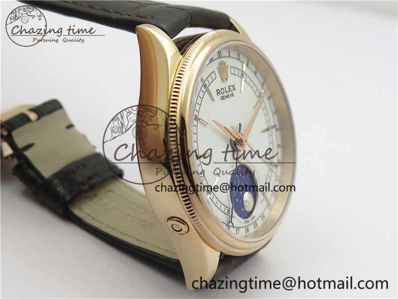 Cellini 50535 Moonphase RG GMF Best Edition White Dial on Brown Leather Strap A3195