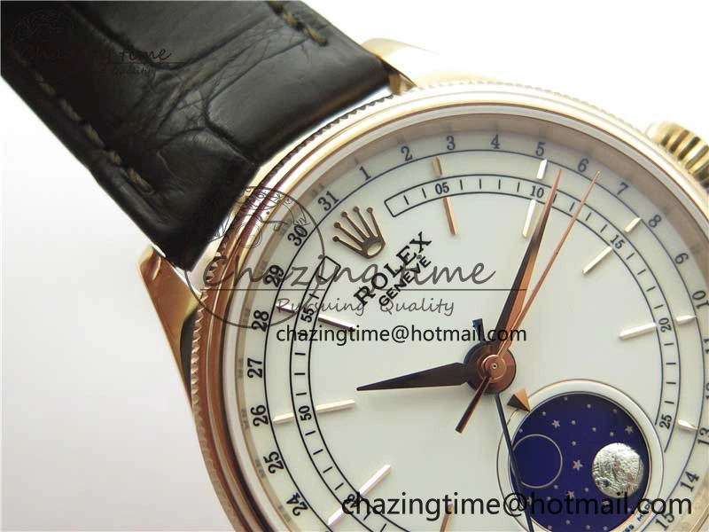 Cellini 50535 Moonphase RG GMF Best Edition White Dial on Brown Leather Strap A3195