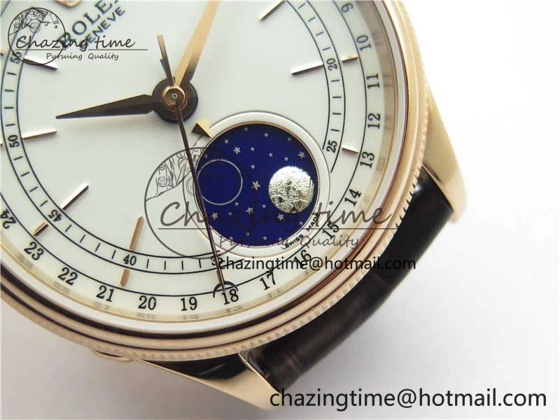Cellini 50535 Moonphase RG GMF Best Edition White Dial on Brown Leather Strap A3195