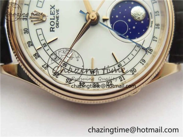 Cellini 50535 Moonphase RG GMF Best Edition White Dial on Brown Leather Strap A3195