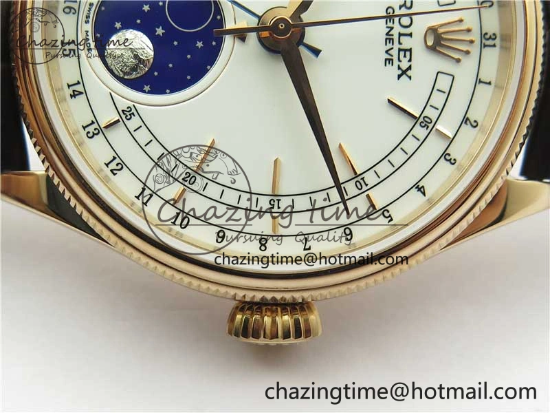 Cellini 50535 Moonphase RG GMF Best Edition White Dial on Brown Leather Strap A3195