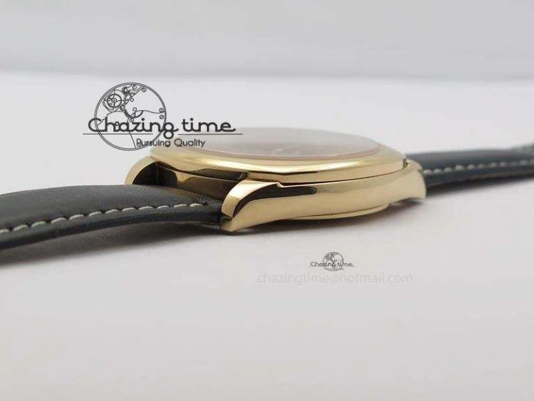 Cellini Date RG Rose Gold Dial Numeral Markers On Black Leather Strap A2824