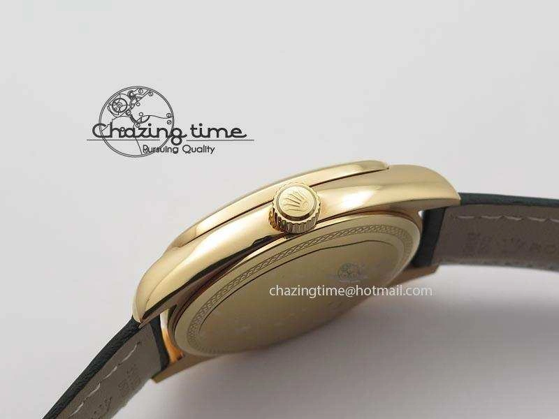 Cellini Date RG Rose Gold Dial Numeral Markers On Black Leather Strap A2824