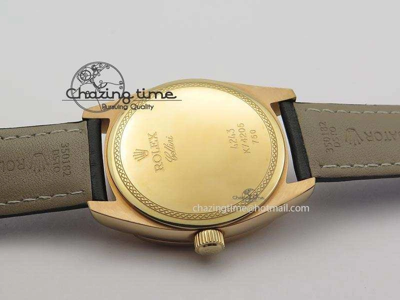 Cellini Date RG Rose Gold Dial Numeral Markers On Black Leather Strap A2824