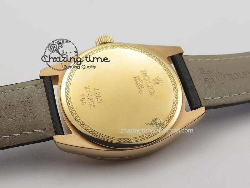 Cellini Date RG Rose Gold Dial Numeral Markers On Black Leather Strap A2824
