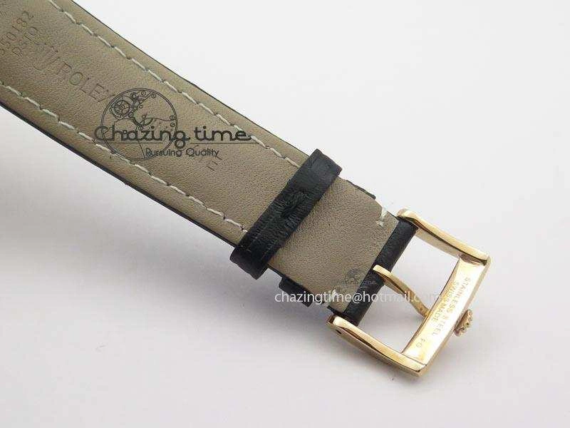 Cellini Date RG Rose Gold Dial Numeral Markers On Black Leather Strap A2824