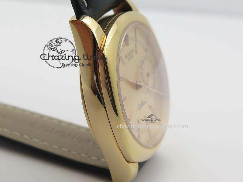 Cellini Date RG Rose Gold Dial Stick Markers On Black Leather Strap A2824
