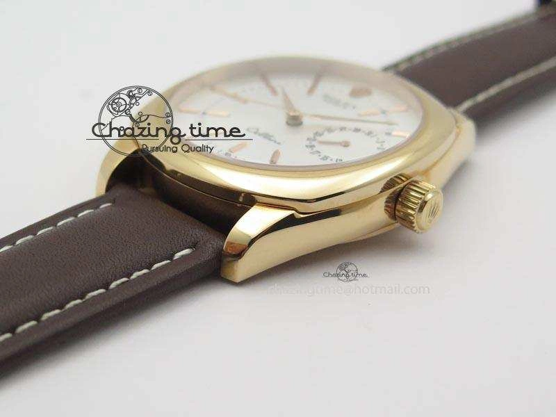 Cellini Date RG Silver Dial Stick Markers On Brown Leather Strap A2824