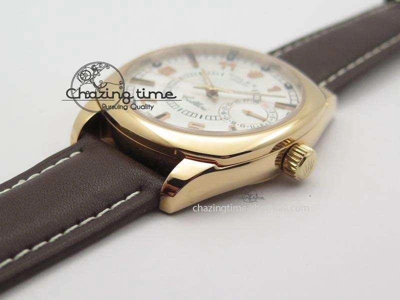 Cellini Date RG White Dial Numeral And Stick Markers On Brown Leather Strap A2824