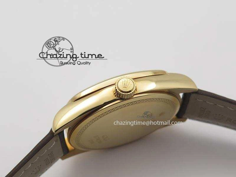 Cellini Date RG White Dial Numeral Markers On Brown Leather Strap A2824