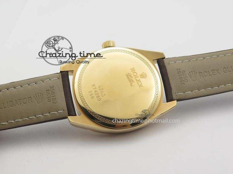 Cellini Date RG White Dial Numeral Markers On Brown Leather Strap A2824