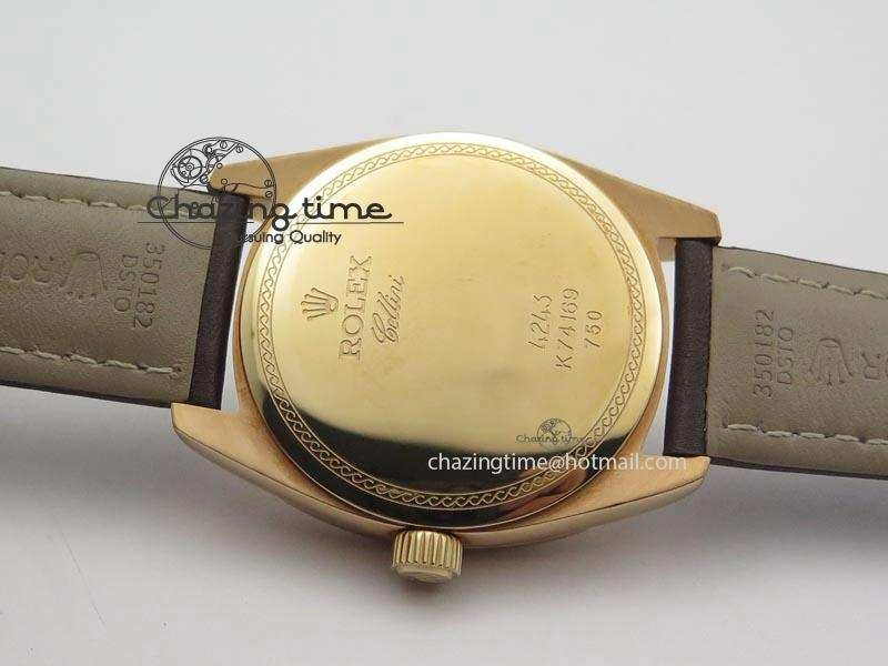 Cellini Date RG White Dial Numeral Markers On Brown Leather Strap A2824