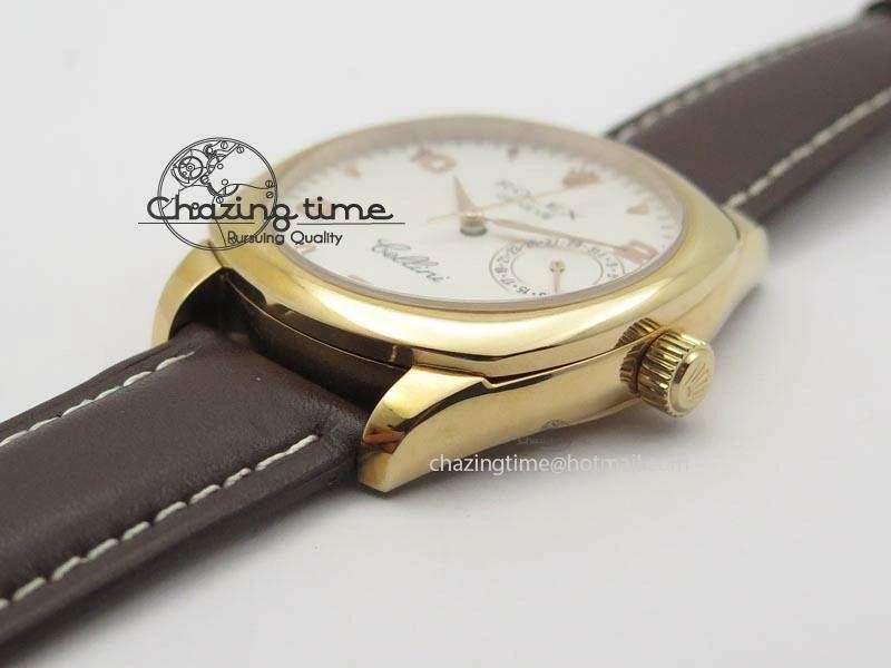Cellini Date RG White Dial Numeral Markers On Brown Leather Strap A2824