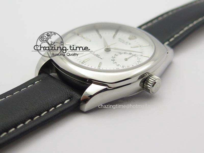 Cellini Date SS Silver Stick Markers Dial On Black Leather Strap A2824