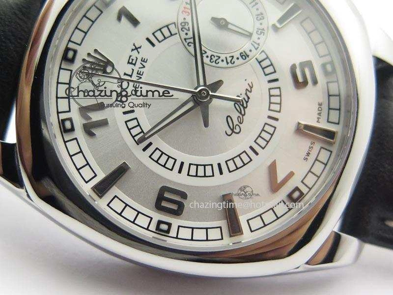Cellini Date SS White Dial Numeral And Stick Markers On Black Leather Strap A2824
