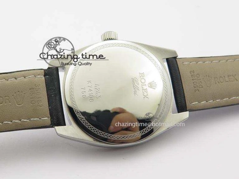 Cellini Date SS White Numeral Dial On Black Leather Strap A2824