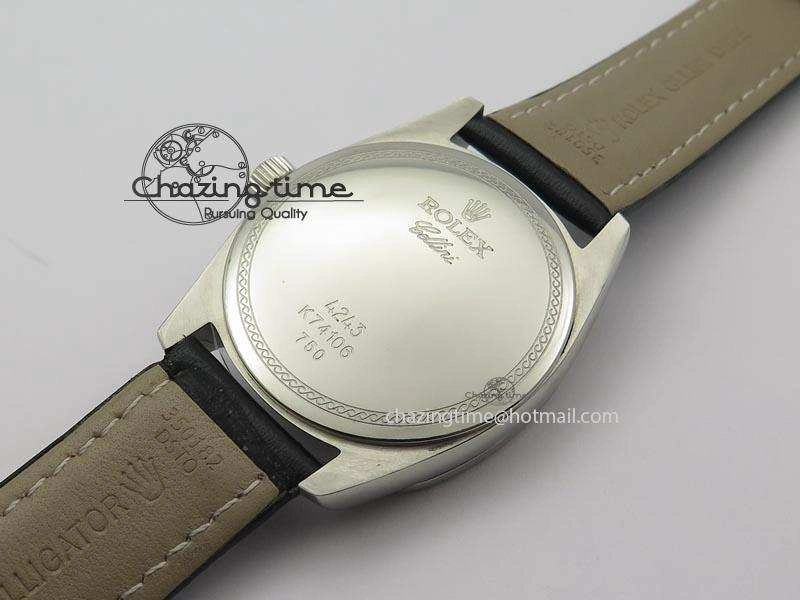 Cellini Date SS White Numeral Dial On Black Leather Strap A2824