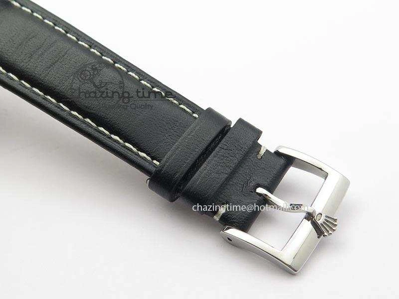 Cellini Date SS White Numeral Dial On Black Leather Strap A2824