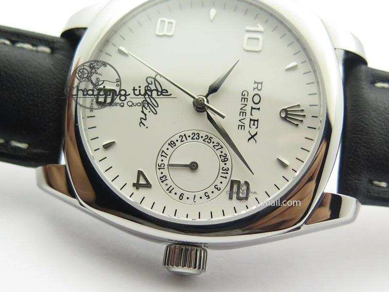 Cellini Date SS White Numeral Dial On Black Leather Strap A2824