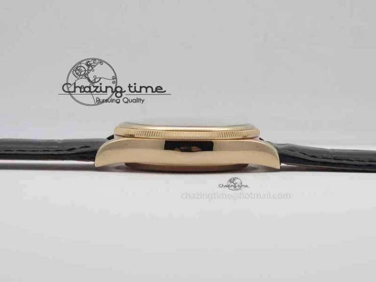Cellini Date VF Best Edition RG Black Dial Stick Markers On Black Leather Strap A3165