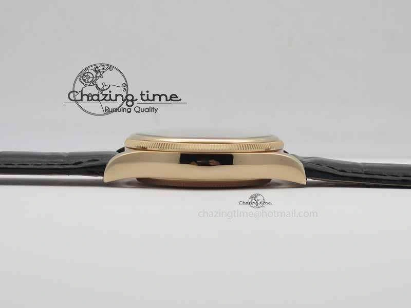 Cellini Date VF Best Edition RG Black Dial Stick Markers On Black Leather Strap A3165