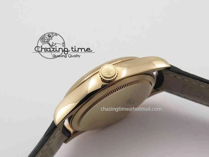 Cellini Date VF Best Edition RG Black Dial Stick Markers On Black Leather Strap A3165