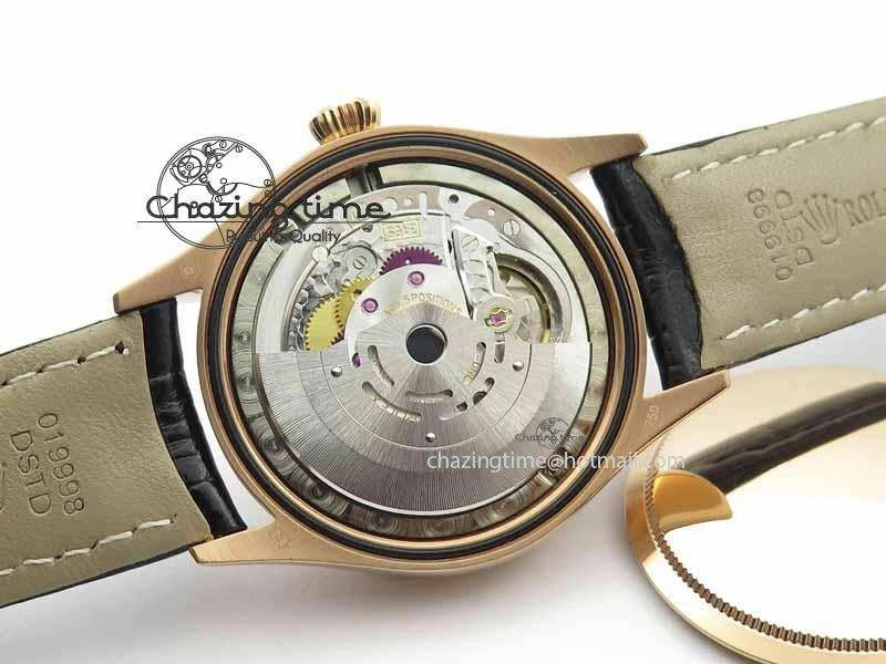 Cellini Date VF Best Edition RG Black Dial Stick Markers On Black Leather Strap A3165