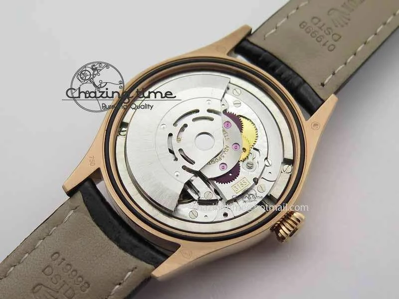 Cellini Date VF Best Edition RG Black Dial Stick Markers On Black Leather Strap A3165