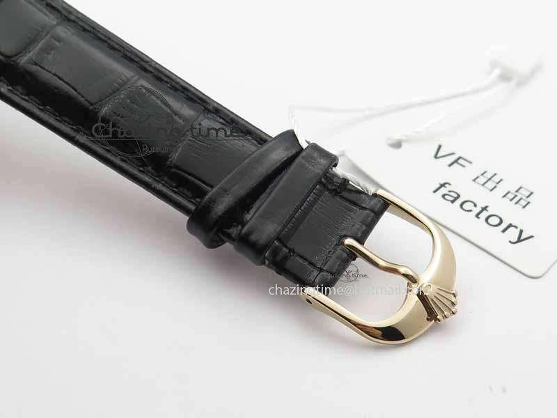 Cellini Date VF Best Edition RG Black Dial Stick Markers On Black Leather Strap A3165