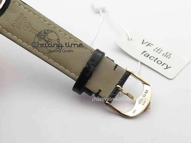 Cellini Date VF Best Edition RG Black Dial Stick Markers On Black Leather Strap A3165