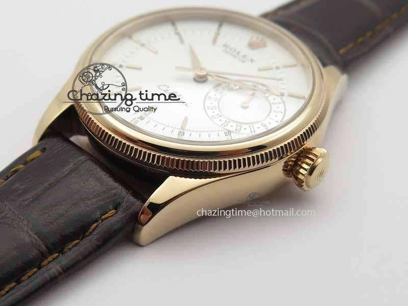 Cellini Date VF Best Edition RG White Dial Stick Markers On Brown Leather Strap A3165