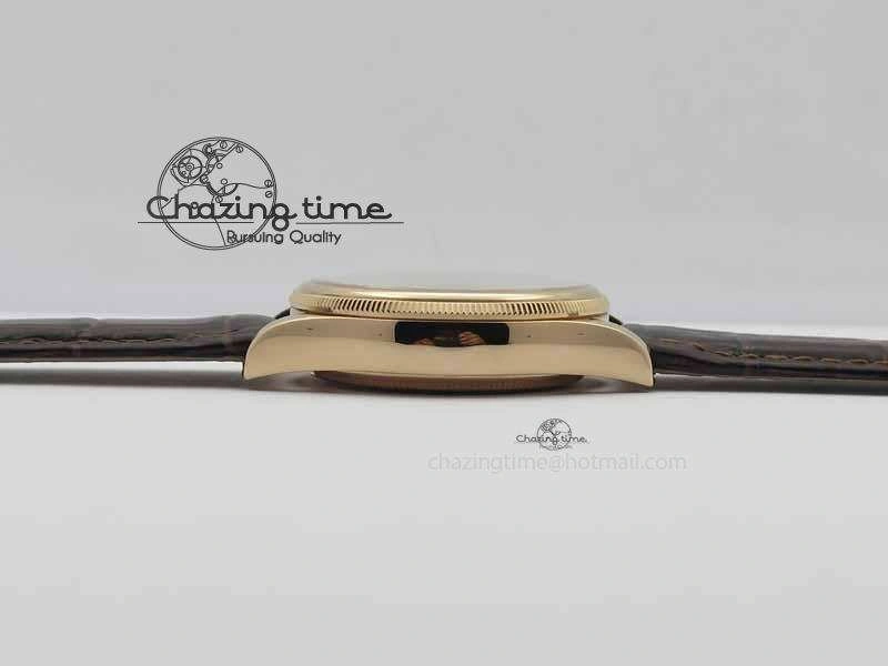 Cellini Date VF Best Edition RG White Dial Stick Markers On Brown Leather Strap A3165