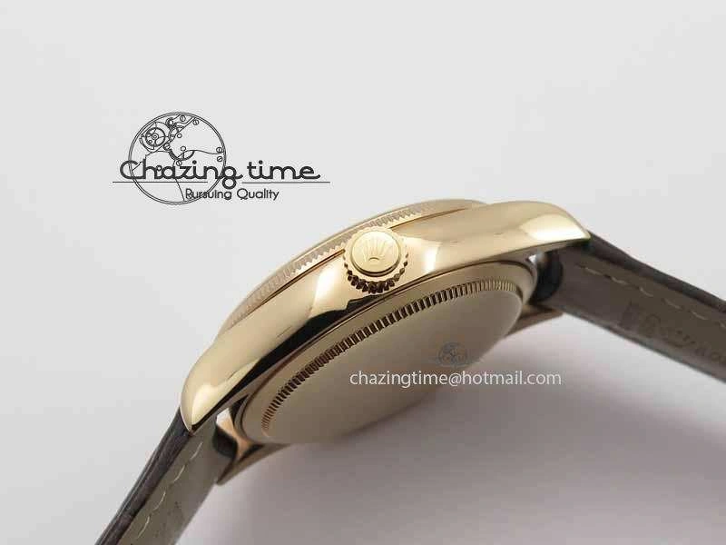 Cellini Date VF Best Edition RG White Dial Stick Markers On Brown Leather Strap A3165