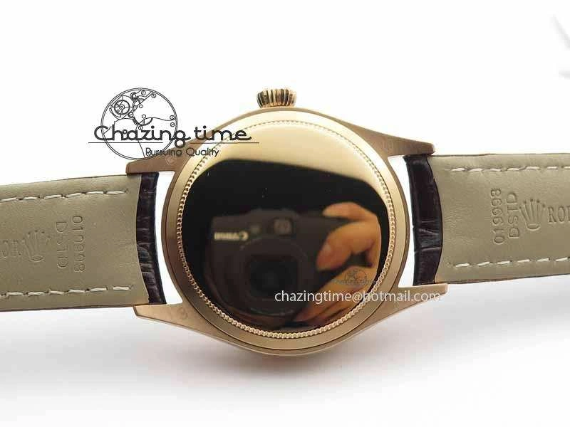 Cellini Date VF Best Edition RG White Dial Stick Markers On Brown Leather Strap A3165