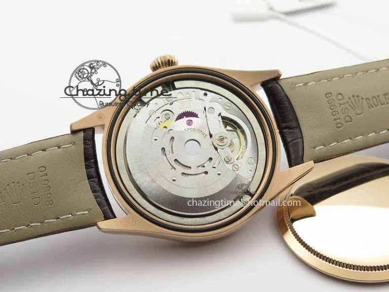 Cellini Date VF Best Edition RG White Dial Stick Markers On Brown Leather Strap A3165