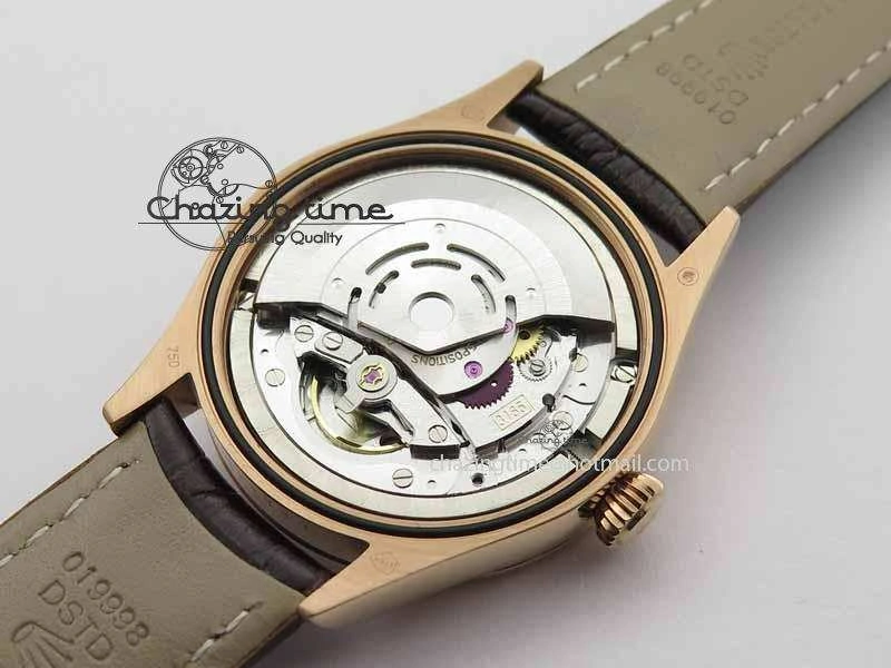 Cellini Date VF Best Edition RG White Dial Stick Markers On Brown Leather Strap A3165