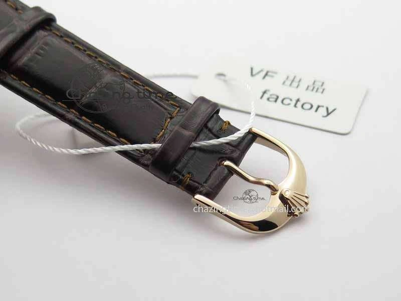 Cellini Date VF Best Edition RG White Dial Stick Markers On Brown Leather Strap A3165