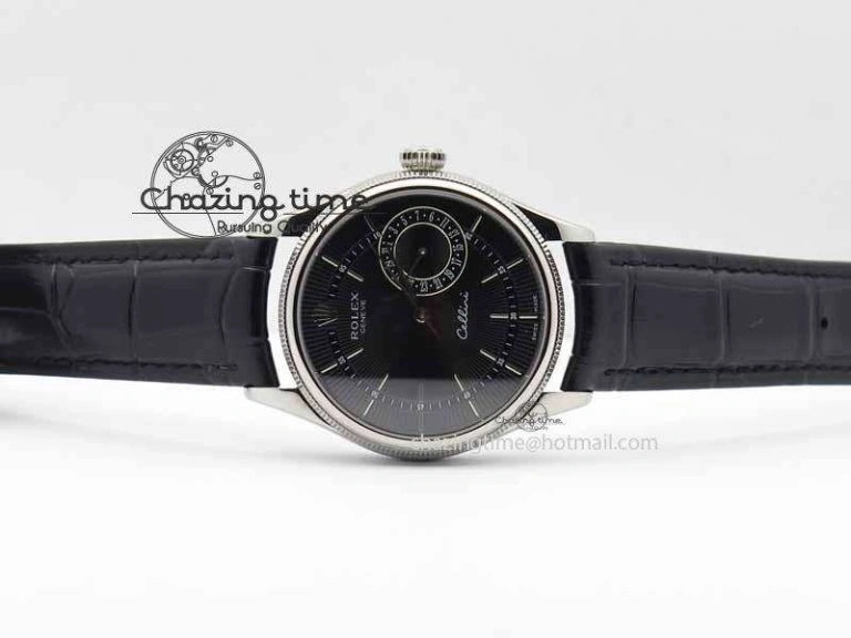 Cellini Date VF Best Edition SS Black Dial Stick Markers On Black Leather Strap A3165
