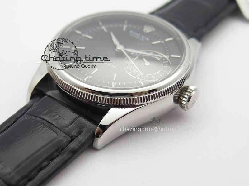 Cellini Date VF Best Edition SS Black Dial Stick Markers On Black Leather Strap A3165