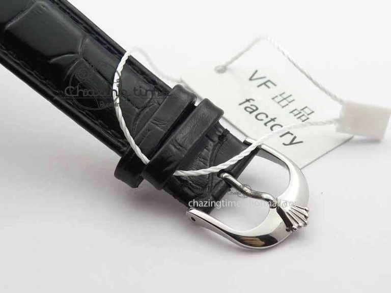 Cellini Date VF Best Edition SS White Dial Stick Markers On Black Leather Strap A3165