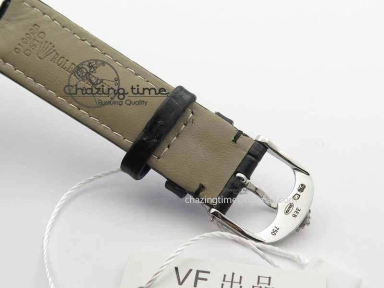 Cellini Date VF Best Edition SS White Dial Stick Markers On Black Leather Strap A3165
