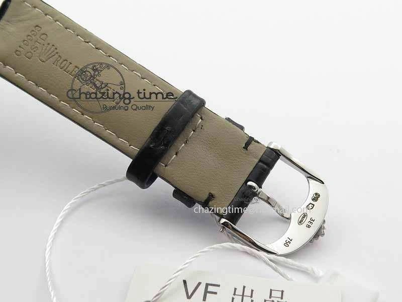 Cellini Date VF Best Edition SS White Dial Stick Markers On Black Leather Strap A3165
